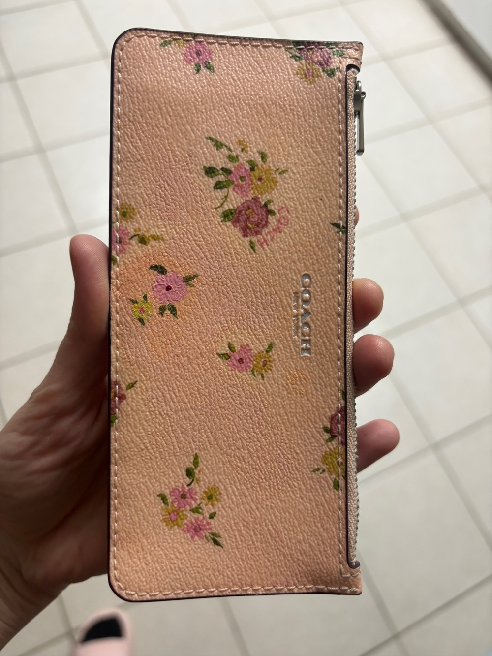 Coach Pouch/ Card Carrier Pink Floral- Restored. **Free with purchase** - Picture 3 of 4